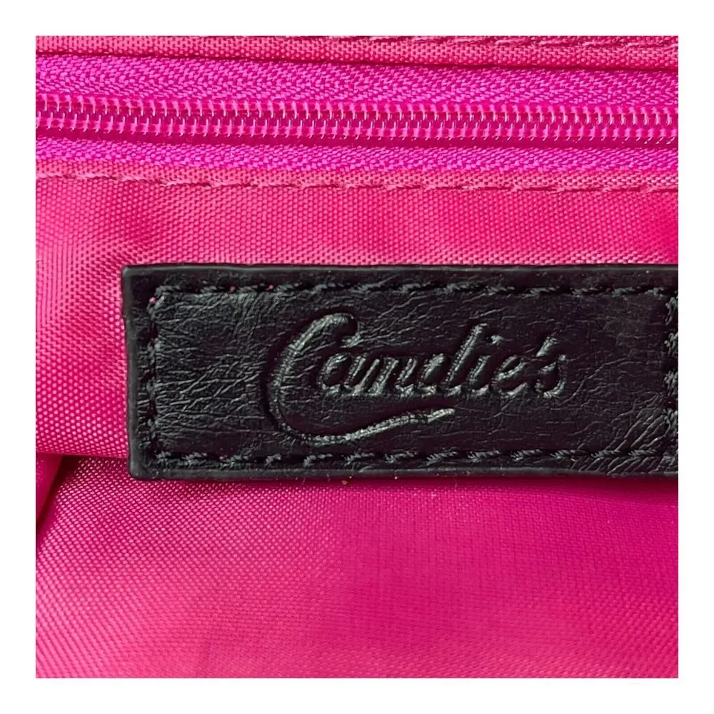 Candies Vintage Soft Leather Black Ruffle Clutch Bag Formal